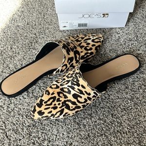 Joe’s Harper Leopard Calf Hair Slides/Mules
